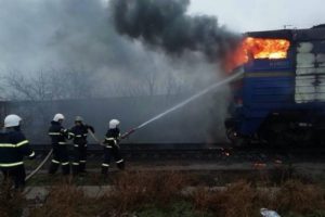 В Николаеве сгорел маневровый локомотив